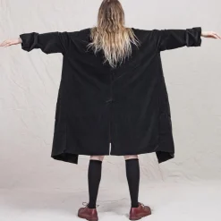 Women ALBUM DI FAMILIA Album Di Famiglia - Manteau ample en velours - Noir