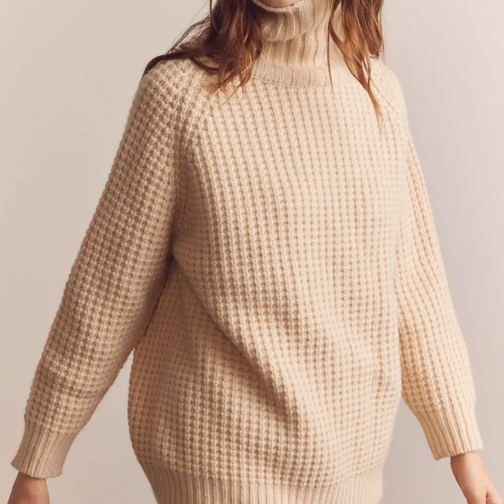 Women Amente - Pull Gaufré à Col Roulé - Beige