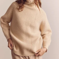 Women Amente - Pull Gaufré à Col Roulé - Beige