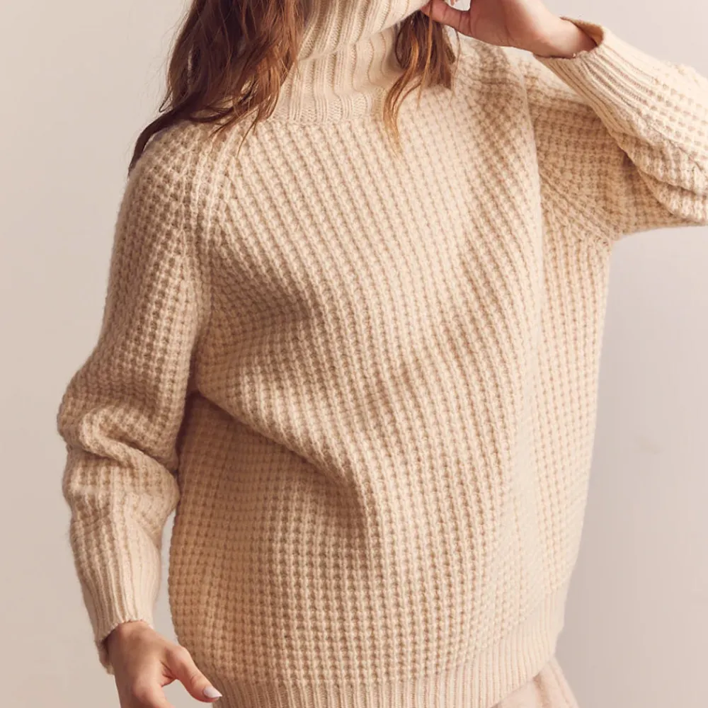Women Amente - Pull Gaufré à Col Roulé - Beige