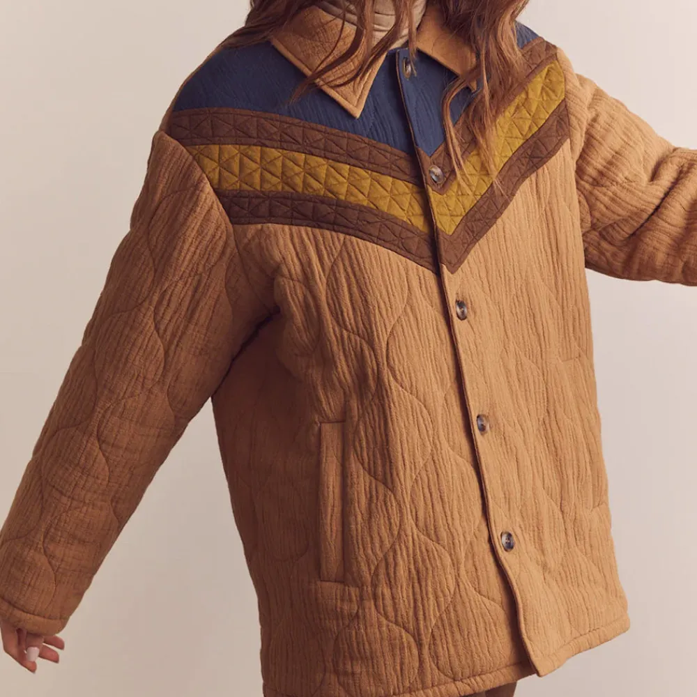 Women Amente - Veste Bomber Color Block - Marron