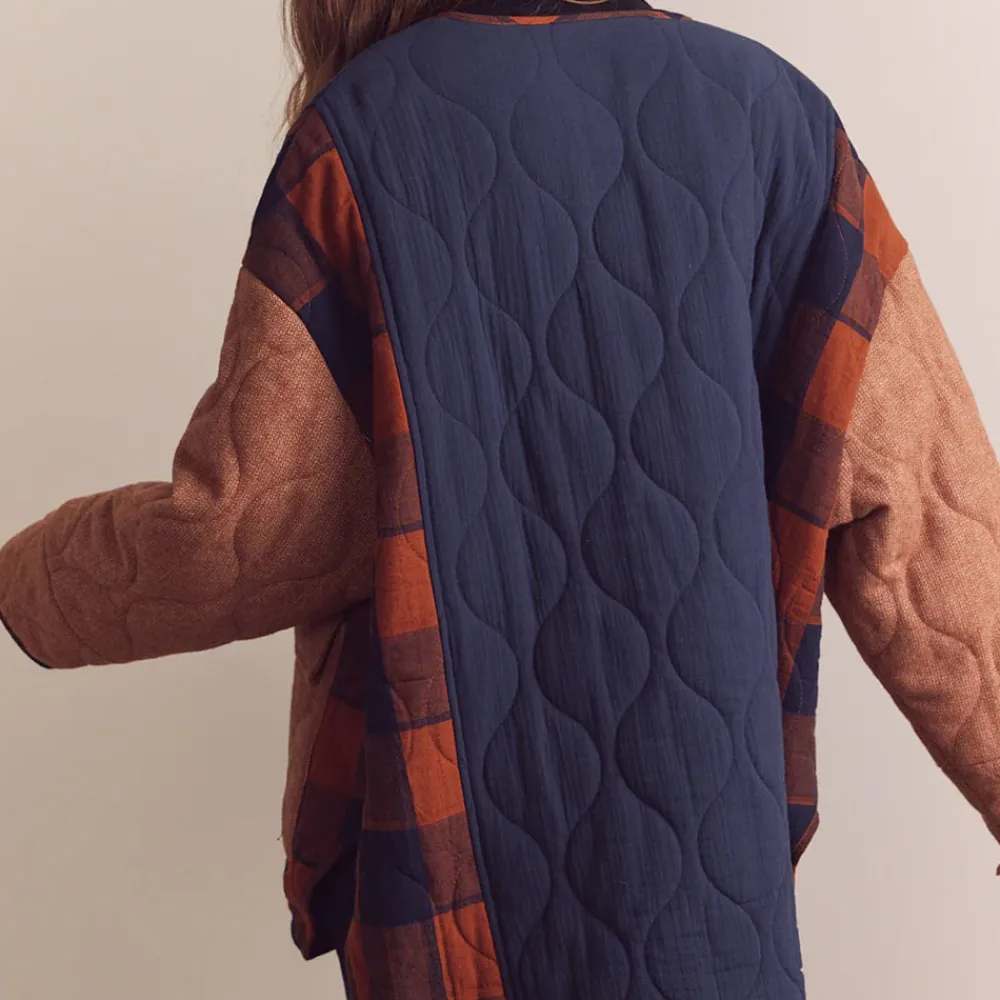 Women Amente - Veste Matelassée Réversible - Bleu/Marron