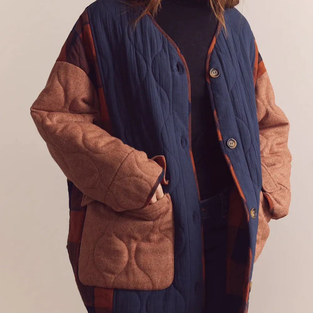 Women Amente - Veste Matelassée Réversible - Bleu/Marron