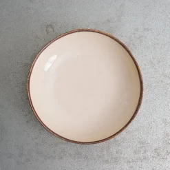 1636 DEARTIS Assiette creuse en grès - Crème & Marron
