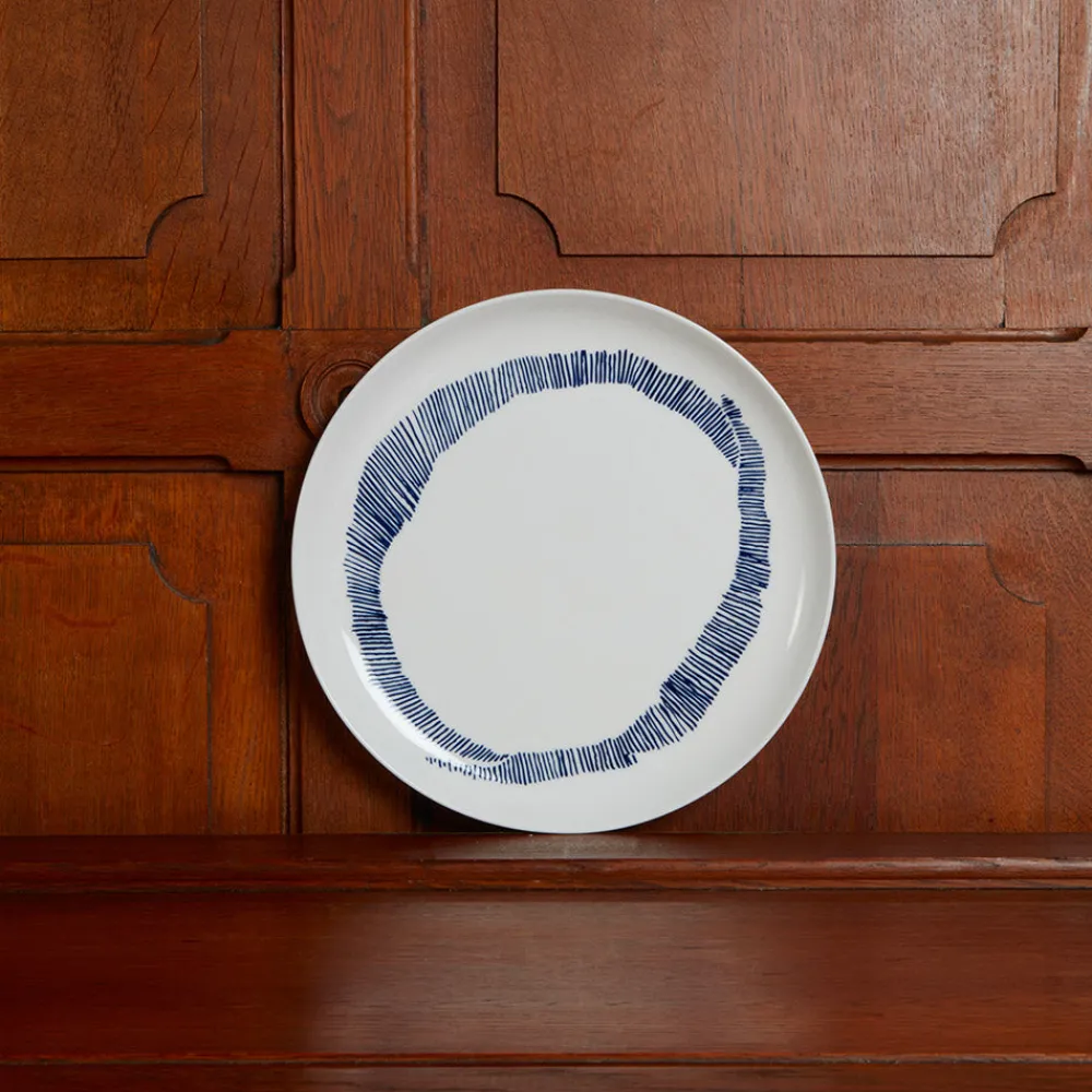259 SERAX Assiette Ottolenghi - Blanc striée Bleu