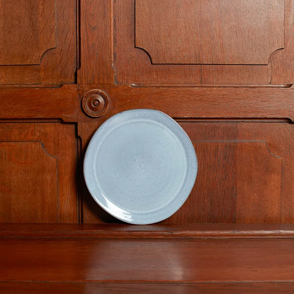 1294 VASICOL Assiette plate en faïence - Bleu Clair