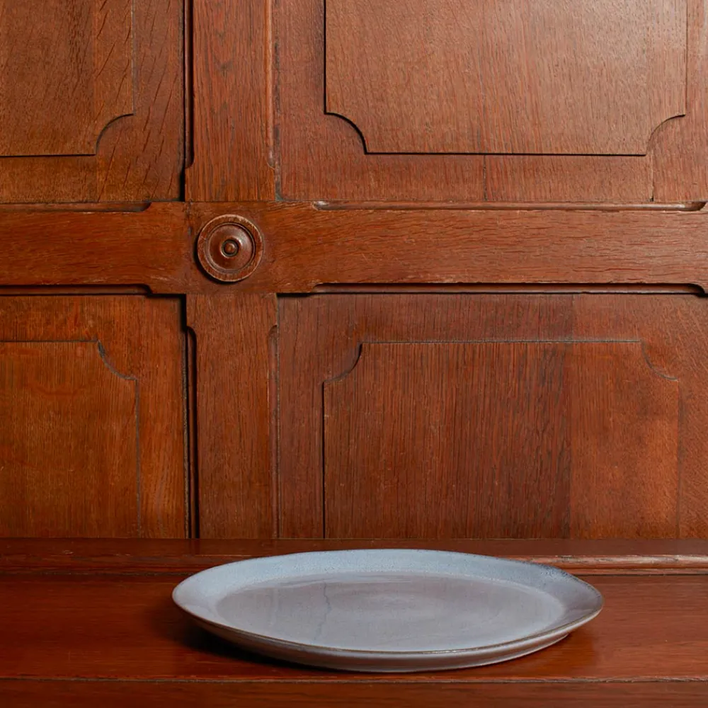 1294 VASICOL Assiette plate en faïence - Bleu Clair