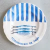 MERCI Assiette plate en faïence Poissonnerie