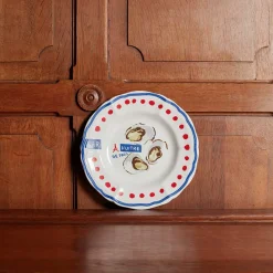MERCI Assiette plate en faïence Huîtres