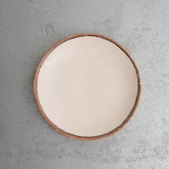 1636 DEARTIS Assiette plate en grès - Crème & Marron