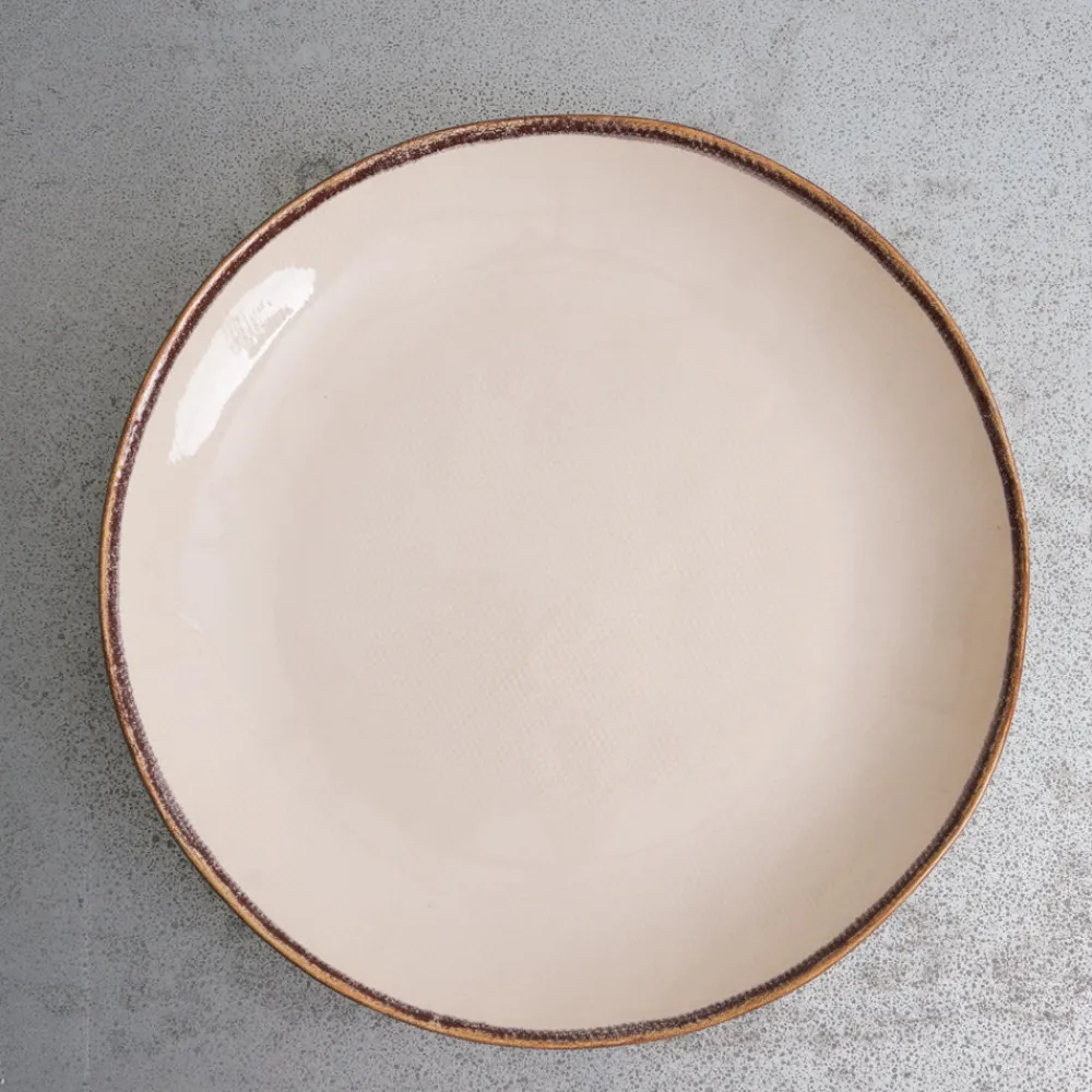 1636 DEARTIS Assiette plate en grès - Crème & Marron
