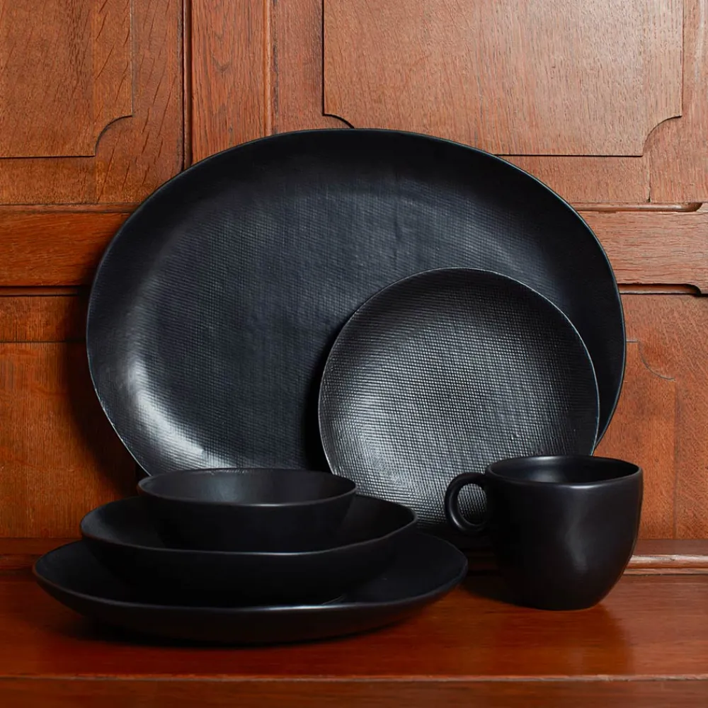 1636 DEARTIS Assiette plate en grès - Noir