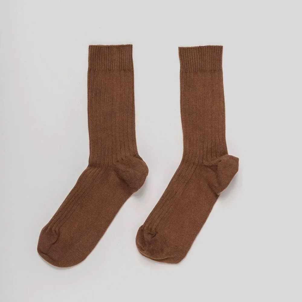 Women BASERANGE - Chaussettes côtelées Rib - Marron