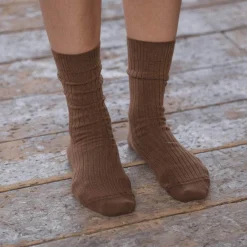 Women BASERANGE - Chaussettes côtelées Rib - Marron
