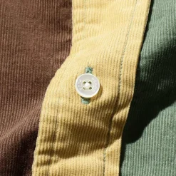 BEAMS Plus - Chemise Corduroy Panel - Vert