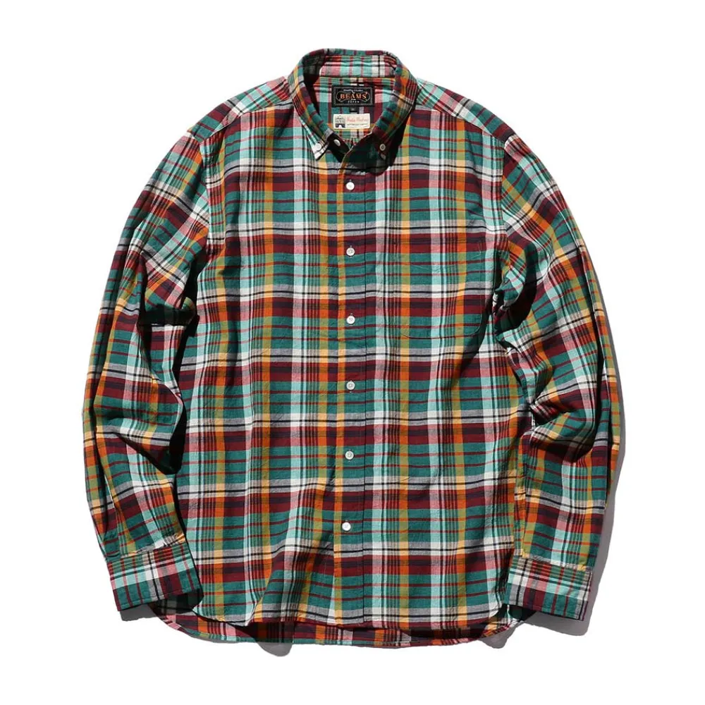 BEAMS Plus - Chemise Madras - Vert