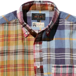 BEAMS Plus - Chemise Madras - Bleu