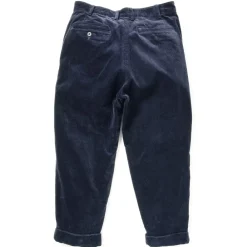 Beams Plus - Pantalon 2 Pleats Velours - Bleu