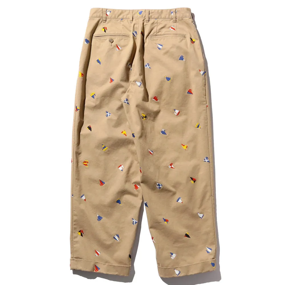 BEAMS Plus - Pantalon 2 Pleats Brodée - Beige
