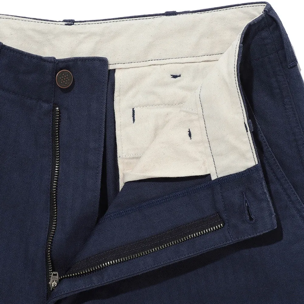 BEAMS Plus - Pantalon Herringbone - Navy