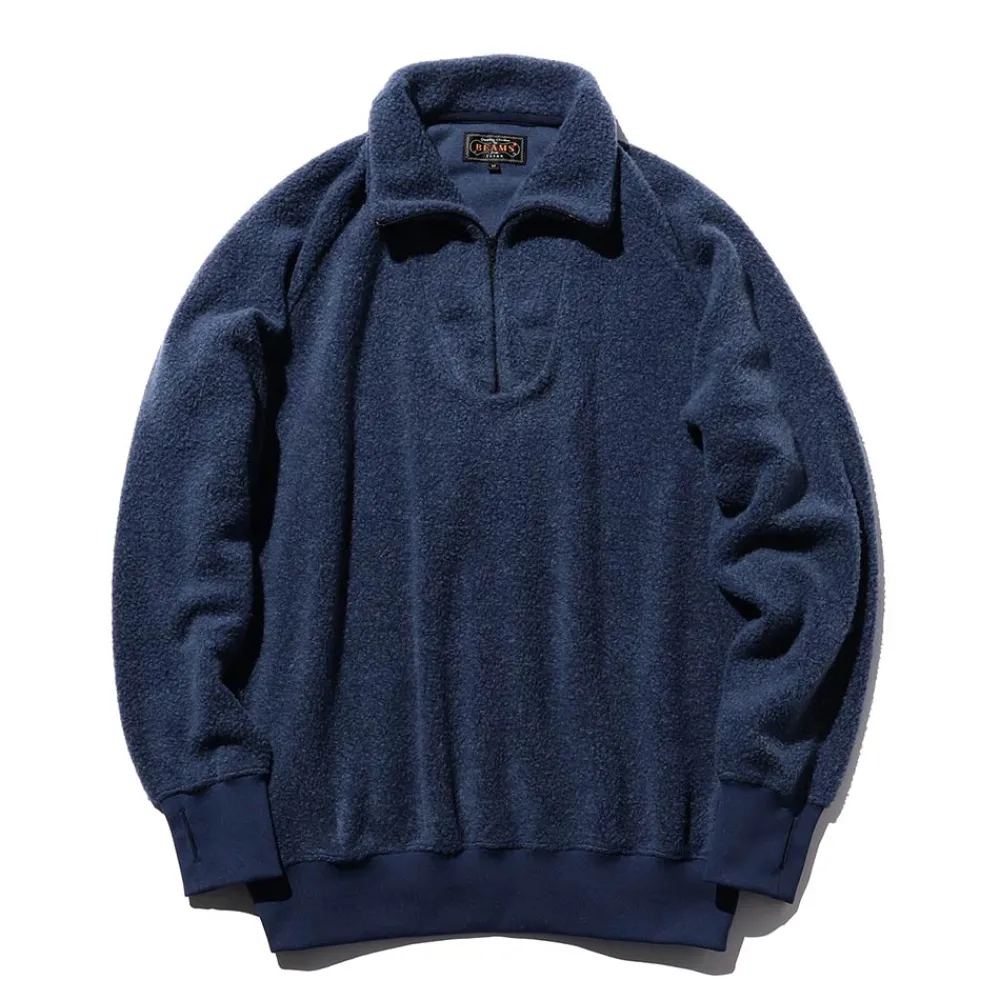 BEAMS Plus - Pull Zip - Bleu
