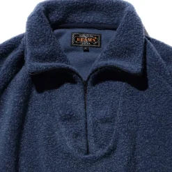 BEAMS Plus - Pull Zip - Bleu