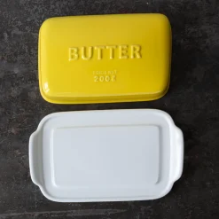2031 MARUMITSU POTERIE Beurrier arrondi - Jaune