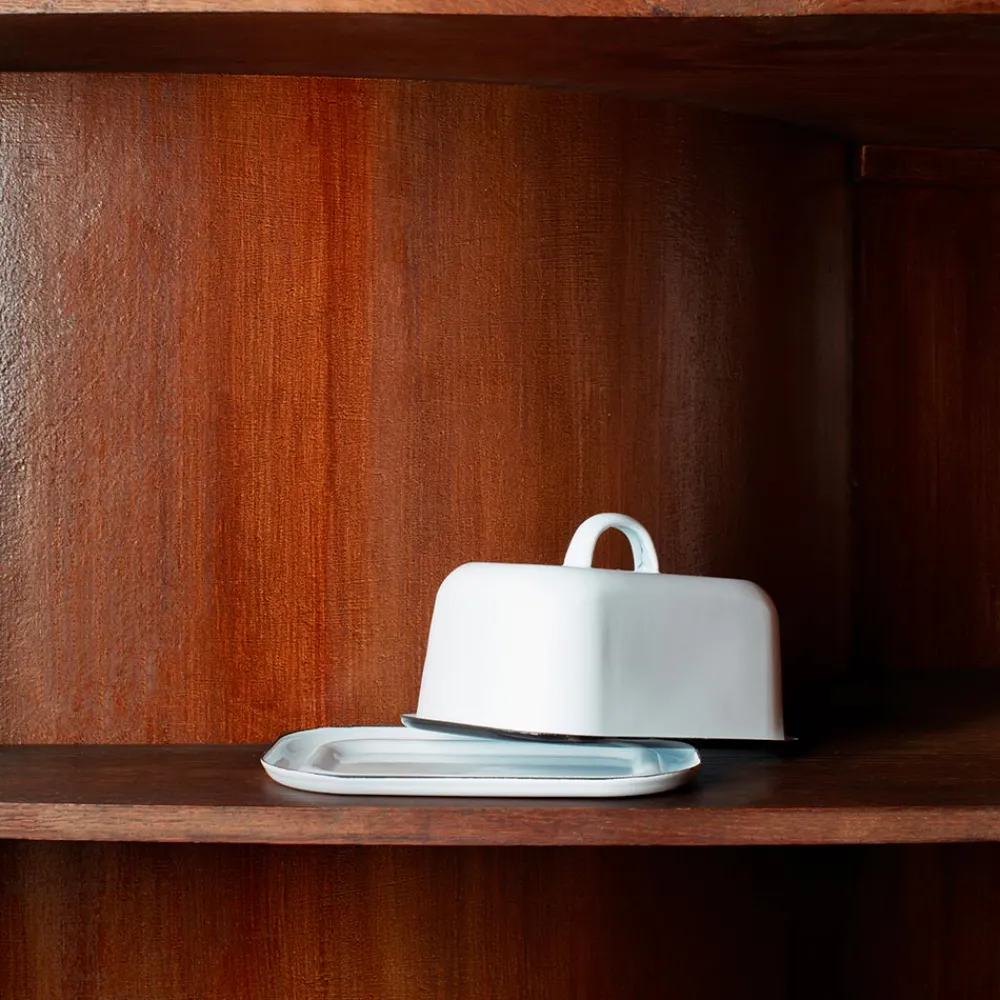 1139 BAZAR DE LUXE Beurrier en émail - Blanc