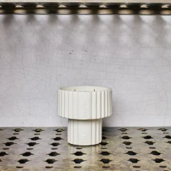 2195 MAMENE Bougie Podium M - Blanc Grès
