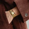 Women Merci Bracelet à Carreaux Médaille - Jaune