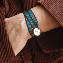 Women Merci Bracelet à Carreaux Médaille - Noir