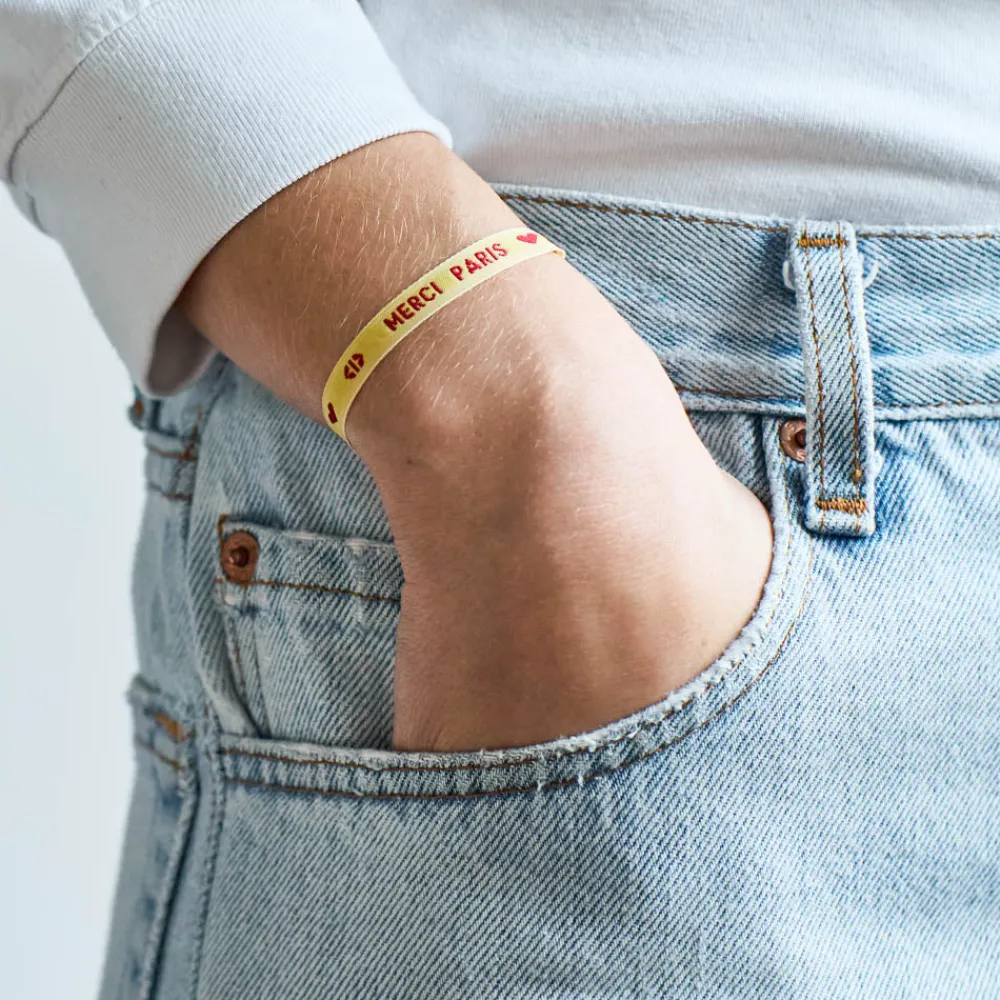 Women SC01 Bracelet Ruban Merci Paris - Jaune