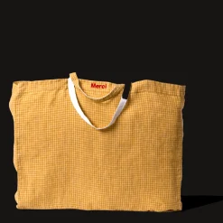 200 LINTEX Cabas en lin lavé - Carreaux Jaune Asahi