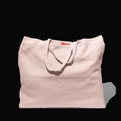 200 LINTEX Cabas en lin lavé Merci - Beige rosé