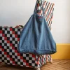 200 LINTEX Cabas en lin lavé Merci - Bleu pétrole