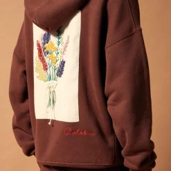 CALEB - Hoodie Bouquet brodé - Marron