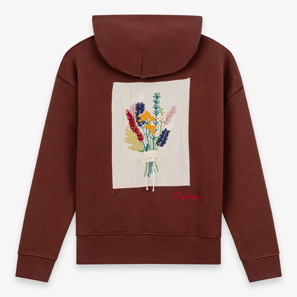 CALEB - Hoodie Bouquet brodé - Marron