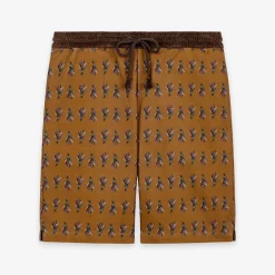 CALEB - Short Ă motif flora - Marron