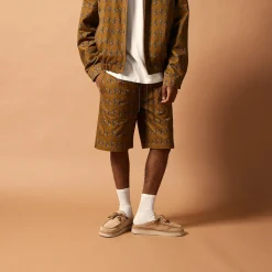 CALEB - Short à motif flora - Marron