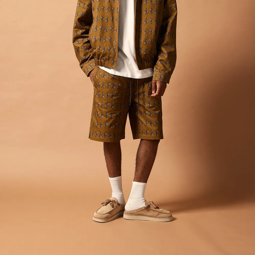 CALEB - Short à motif flora - Marron