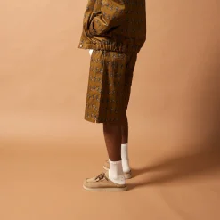 CALEB - Short à motif flora - Marron
