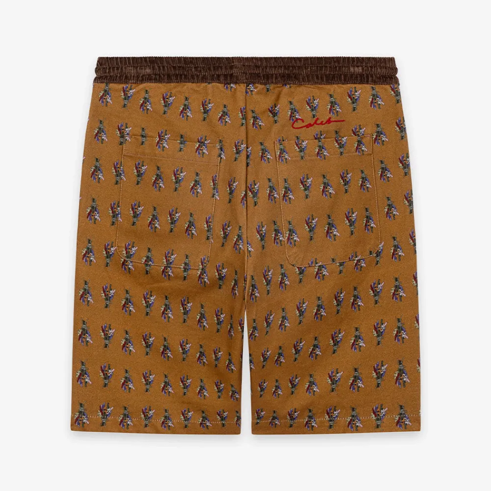 CALEB - Short à motif flora - Marron