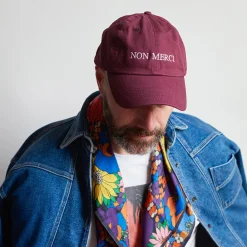 Women HOHO COCO Casquette unisexe brodée Non Merci - Bordeaux
