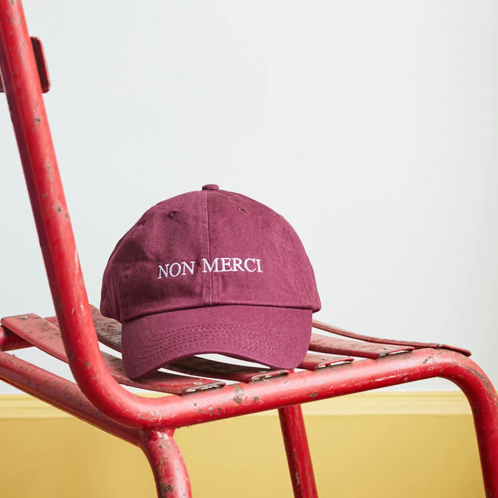 Women HOHO COCO Casquette unisexe brodée Non Merci - Bordeaux