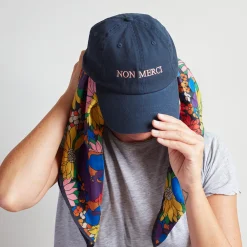 Women HOHO COCO Casquette unisexe brodée Non Merci - Bleu Marine