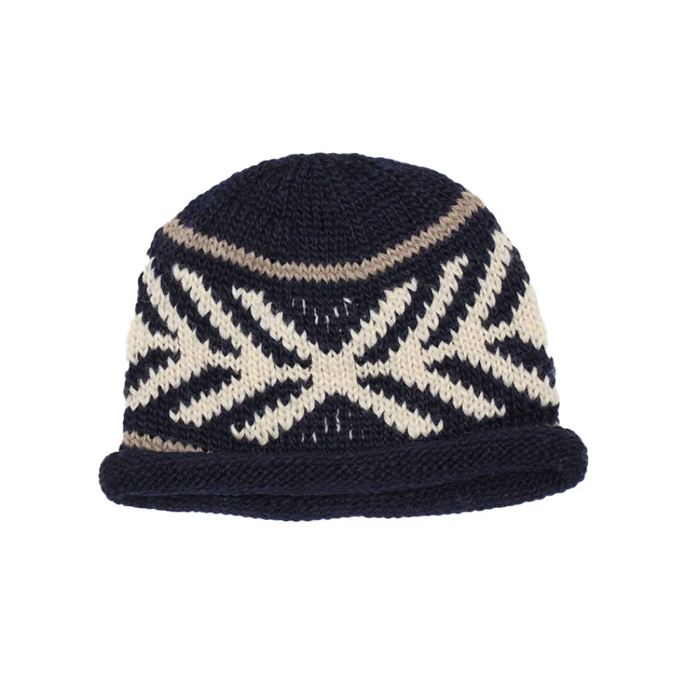Women câbleami - Bonnet en laine à motifs - Bleu marine