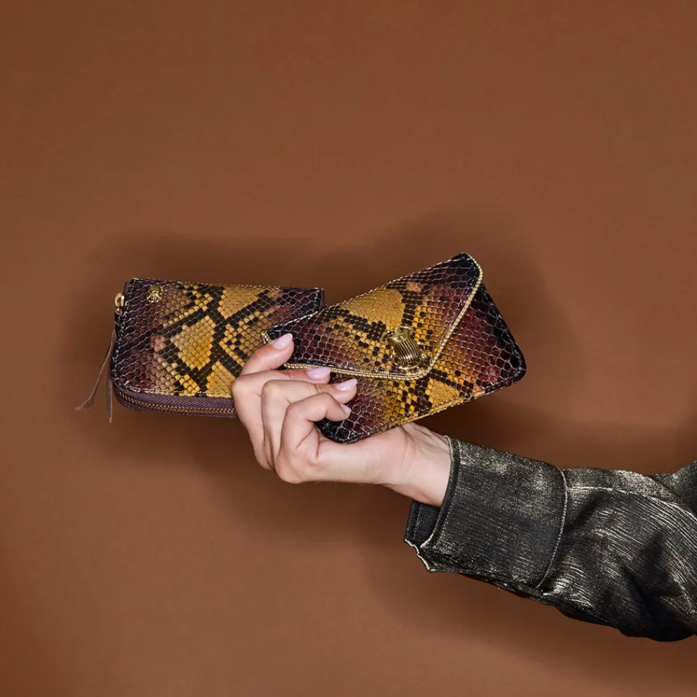 Women Claris Virot - Porte Carte Python Alex - Marron