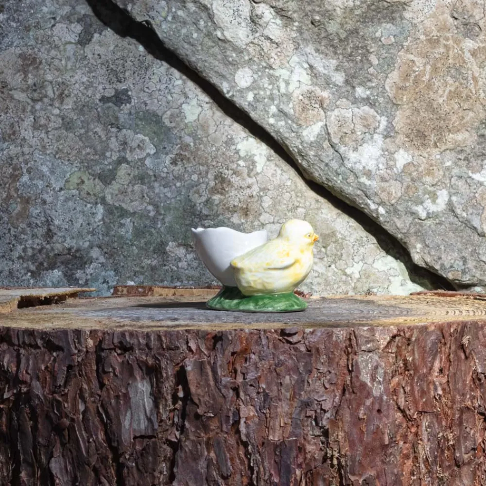 1852 VISTA ALEGRE Coquetier coquille d'oeuf avec poussin