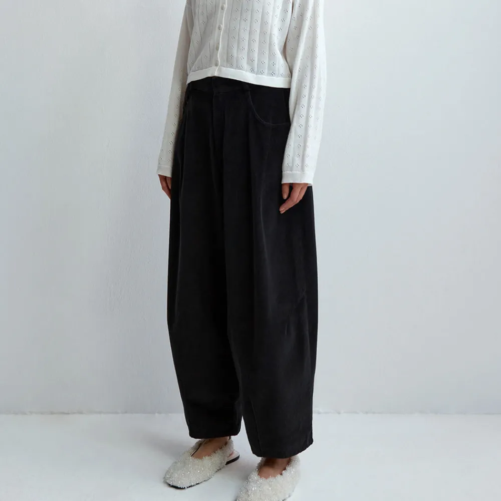 Women Cordera - Pantalon Velours Baggy - Noir
