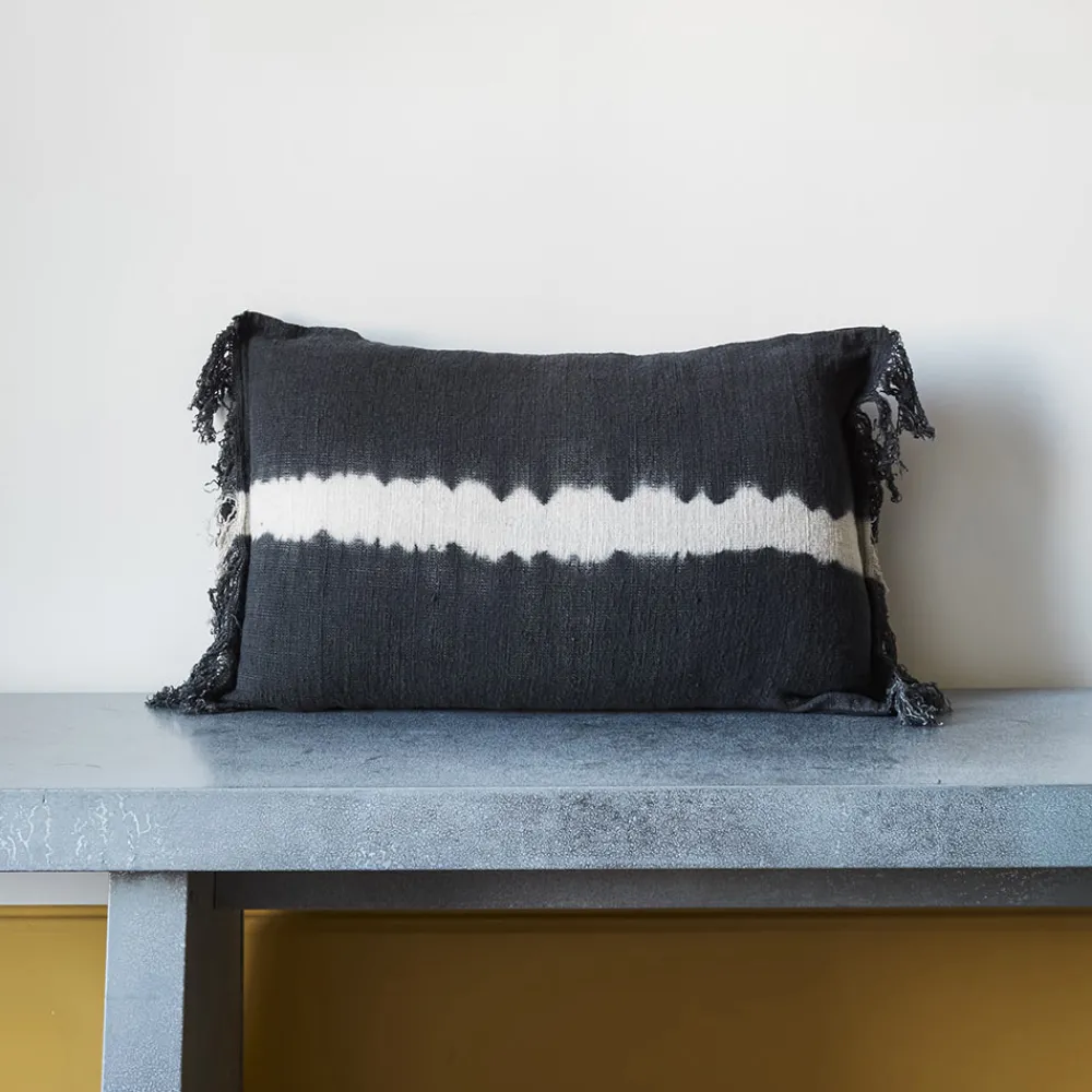 2959 BED AND PHILOSOPHY Coussin en coton Tami - Tye Dye Noir